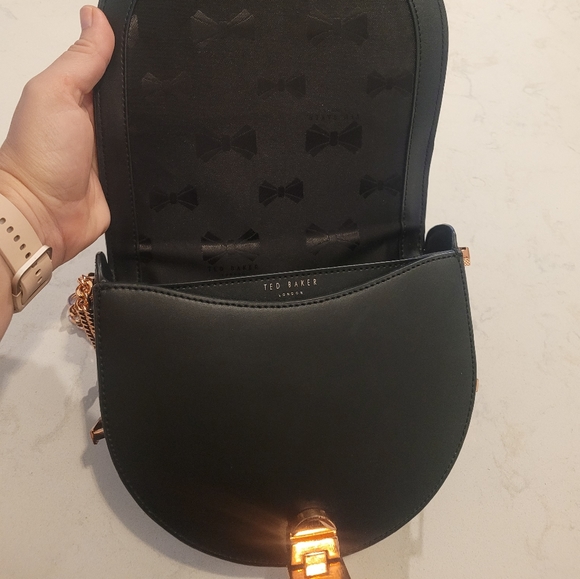 Ted Baker Bags Ted Baker Black And Rose Gold Roxaane Moon Clasp Bag